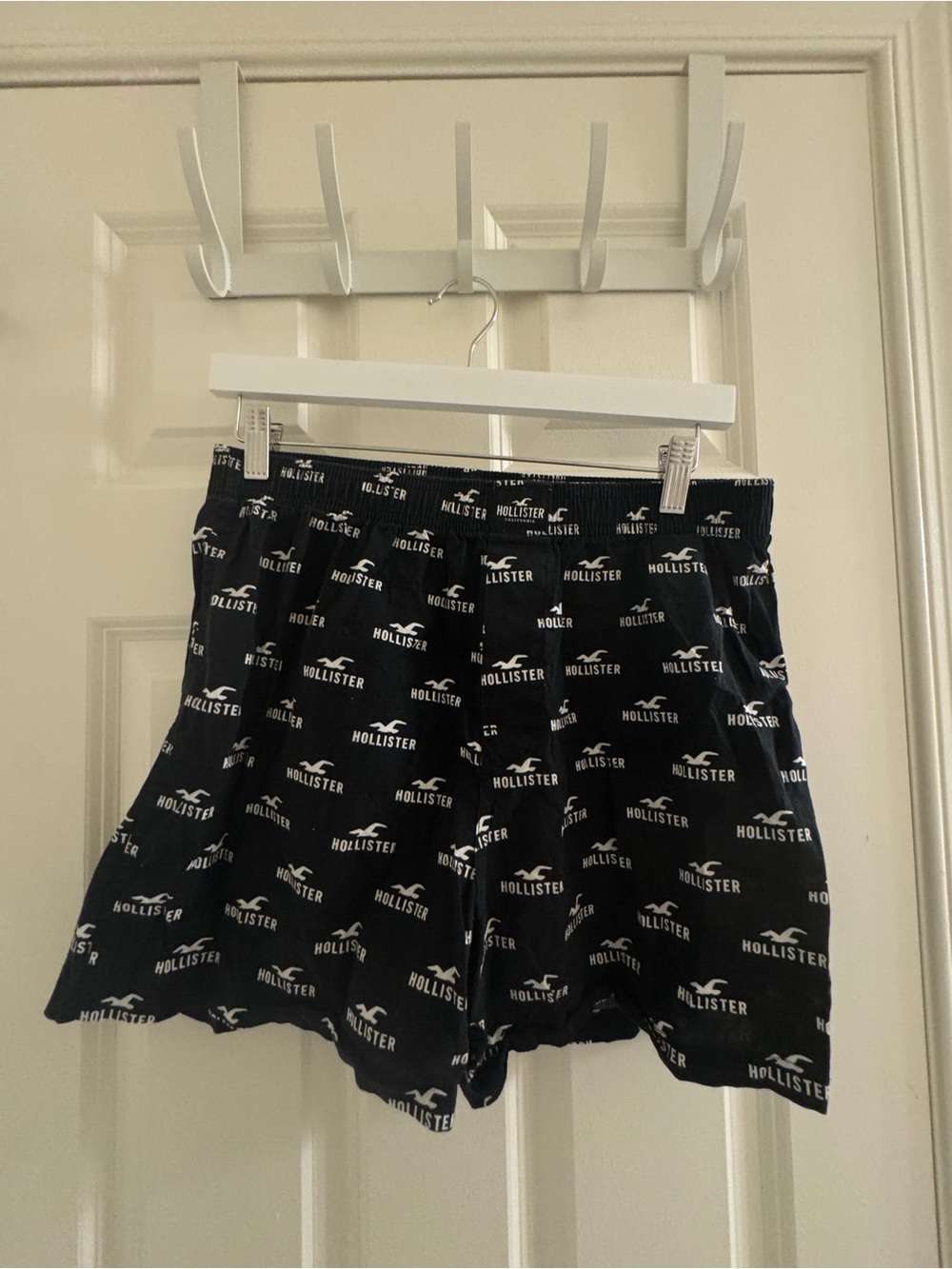 Hollister Black Boxer Shorts with White Logo Print